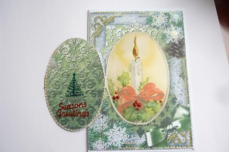 Christmas Candle 1 Snow A5 Locket Card Front by Rosina Walker