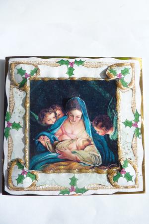 Christmas Nativity Manger Scene - 8” x 8” Square Ca by Rosina Walker