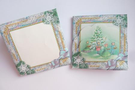 Carol Singers Snow Card Envelope Scallop Bottom Stacker Aio by Rosina Walker