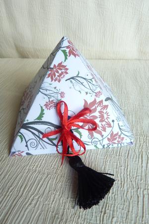 Vibrant Red Flowers on White Pyramid Box by Rosina Walker