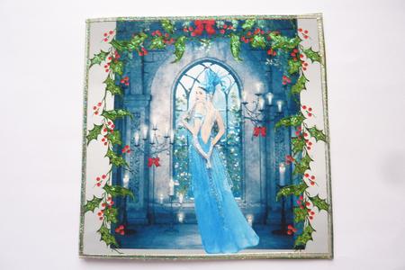 Christmas Candlelight-art-deco -8x8 Card by Rosina Walker