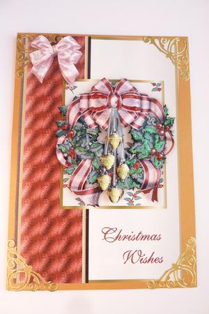 Christmas Wreath and Bells A4 Card Front by Rosina Walker