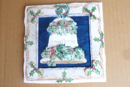 A Merry Christmas Holly Bell 8 x 8 Quick Square Card Front by Rosina Walker