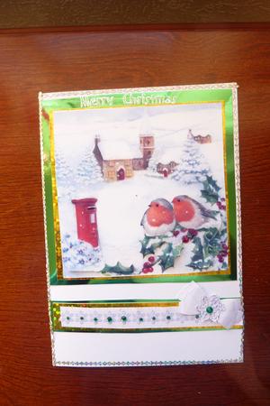 Little Robins in a Snow Scene, Square Pyramids by Rosina Walker