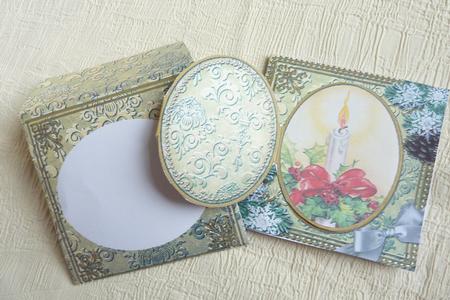 Traditional Candle Snow Mini Locket Card Envelope All in One by Rosina Walker