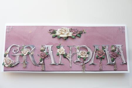 Rose Grandma Large Dl Card with Decoupage by Rosina Walker