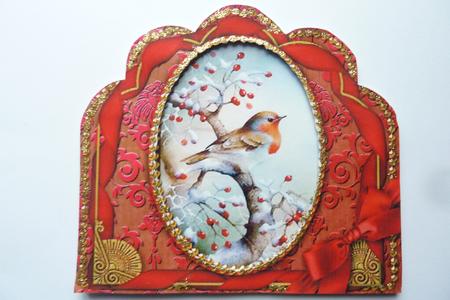 Robin 1 Ornate Scalloped Card Front and Frame by Rosina Walker