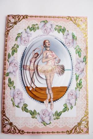 Ballet Class Ballerinas Roses Pearls & Lace Pyramid Card by Rosina Walker