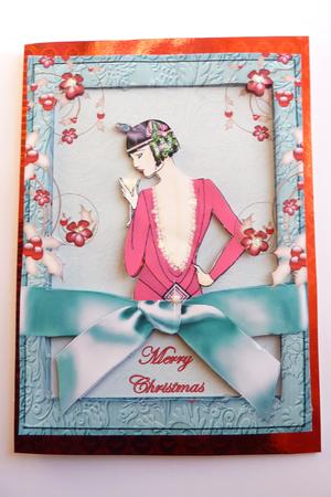 Framed Deco Girl in Pink by Rosina Walker