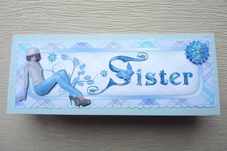 Sister Large Dl Card Front with Decoupage by Rosina Walker