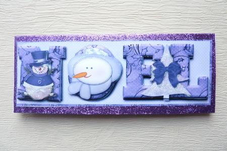 Lilac Frost Noel Large Dl Card Front with Decoupage by Rosina Walker