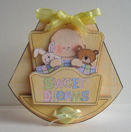 New Baby in Lemon Cradle Wobble Card by Ruth Cunliffe