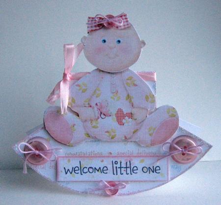 Cute Baby Girl Rocker Card by Ruth Cunliffe