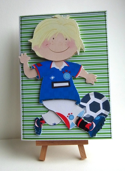 Mini Dude Footballer Blue and Red Decoupage Sheet by Ruth Cunliffe
