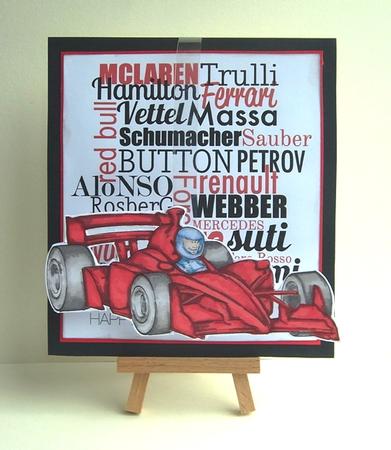 Formula 1 Racing Car Dude Digital Stamp by Ruth Cunliffe