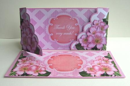 Pink Blossom Thank You 3D Fancy Lattice Card Kit by Ruth Cunliffe
