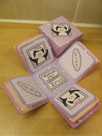 Christmas Penguins Exploding Box Kit by Ruth Gedalovitch