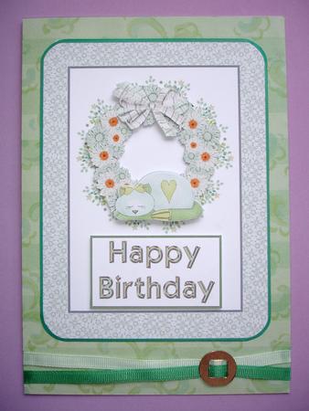 Cats and Daisies 'happy Birthday' Decoupage Toppers by Ruth Hoffman