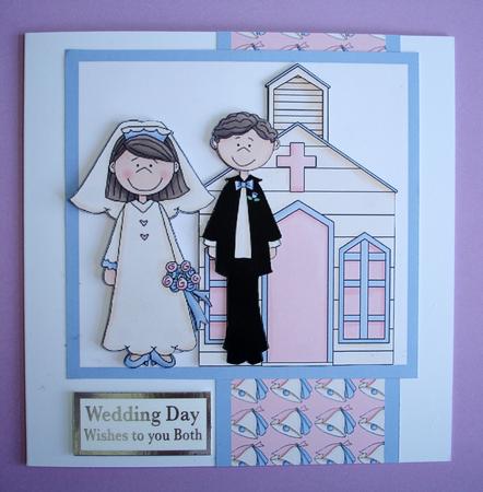 Wedding Couple with Church Decoupage by Ruth Hoffman