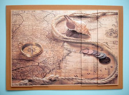Old Compass & Map Side Stacker, Ideal for the Men by Ruth Hoffman