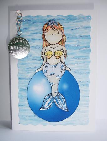 Mermaid Doodles on a Blue Pearl by Ruth Hoffman
