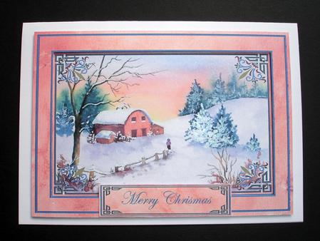 Red Barn in Snow Topper and Frame by Ruth Hoffman