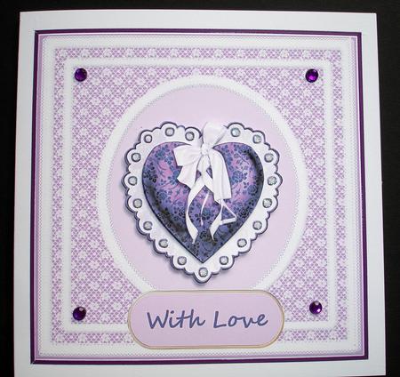 Purple Satin Heart on Lace by Ruth Hoffman