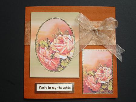 Beauty in an Apricot Rose Oval Single Window Card by Ruth Hoffman