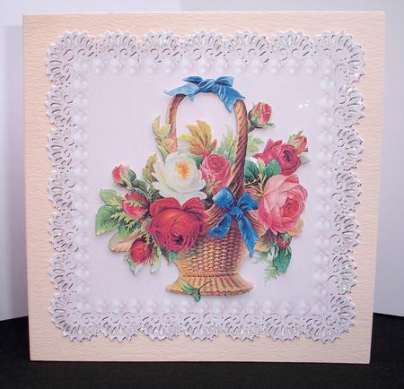 Vintage Lace & Flower Basket by Ruth Hoffman