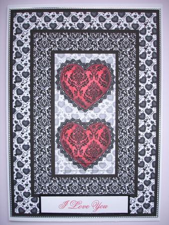 Black Lace Hearts Card Front and Pyramage by Ruth Hoffman
