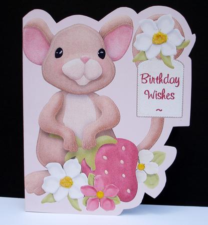 Mouse & Strawberries Shaped Card. by Ruth Hoffman