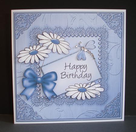 Daisies on Metallic Lace Quick Card with 3D Decoupage by Ruth Hoffman