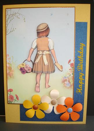 Girl in a Meadow Decoupage by Ruth Hoffman