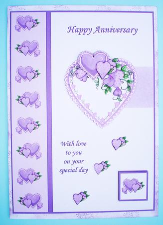 Lilac Hearts Card Front with Decoupage - Anniversary by Ruth Hoffman