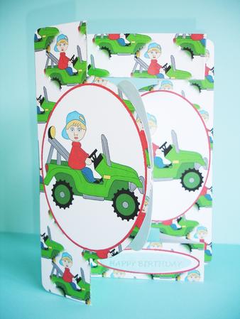 Boy in Green Jeep by Ruth Hoffman