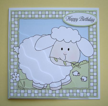 Little Lamb Quick Card - Wavy Corner Side Stacker Design by Ruth Hoffman