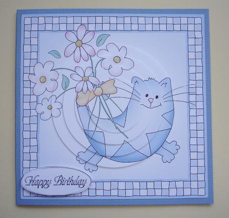 Cute Cat Quick Card with Circle Pyramage by Ruth Hoffman