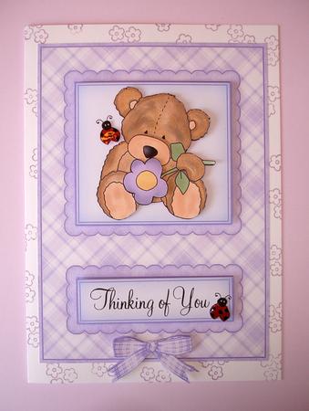 Thinking of You Spring Bear - Decoupage Card by Ruth Hoffman