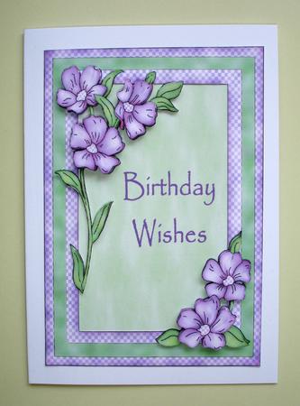 Purple & Green Floral 3D Frame Card Front/topper by Ruth Hoffman