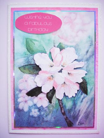 Apple Blossom Watercolour Topper and Watercolour Background by Ruth Hoffman