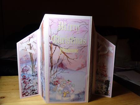 Pink Winter Theatre Fold Card by Ruth Howat