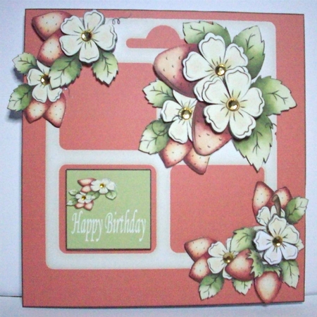 Welcome Home Happy Birthday Flowers and Strawberries by Ruth Murphy