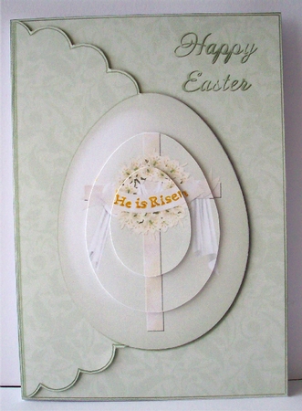 He is Risen Religious Easter Egg Scallop Edge Envelope Card by Ruth Murphy