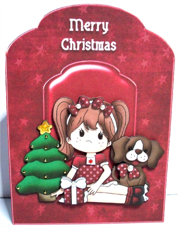 Me and My Dog at Christmas Scalloped Top Quick Card by Ruth Murphy