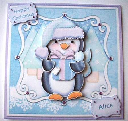 Penguin Gift Christmas Topper & Decoupage by Ruth Murphy