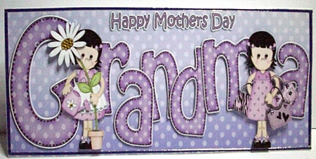 Girlz Mothers Day Grandma Large Dl Quick Card 3D Decoupage by Ruth Murphy