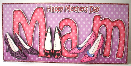 Large Dl Mothers Day Mam Shoes Quick Card 3D Decoupage by Ruth Murphy