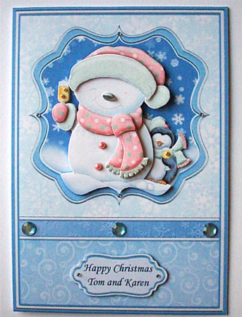 Christmas Cheer Blue Card Topper & Decoupage by Ruth Murphy