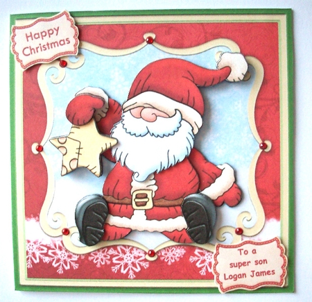 Santa & Star Christmas Card Topper & Decoupage by Ruth Murphy