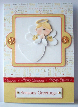 Christmas Angel Card Front with Decoupage by Ruth Murphy